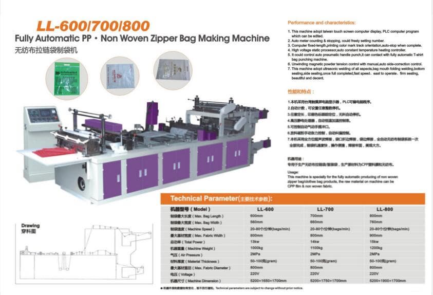 Fully Automatic PP_Non Woven Zipper Bag Making Machine